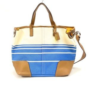 Coach Hadley Variegated Striped Duffle F29921 Brilliant Blue
